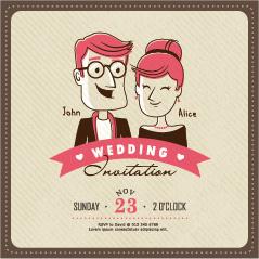cartoon style wedding invitation cards