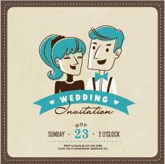 cartoon style wedding invitation cards