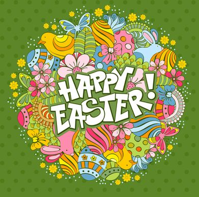 cartoon styles floral easter background vector
