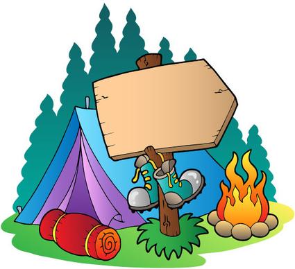 cartoon summer camp elements illustration vector