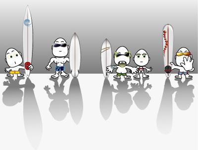 cartoon surf characters vector