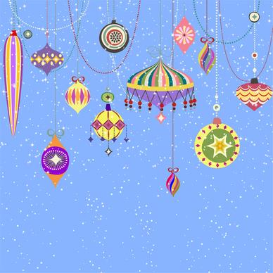 cartoon template with lantern hanging on bright background