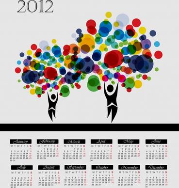cartoon tree vector calendar 2012 calendar figures
