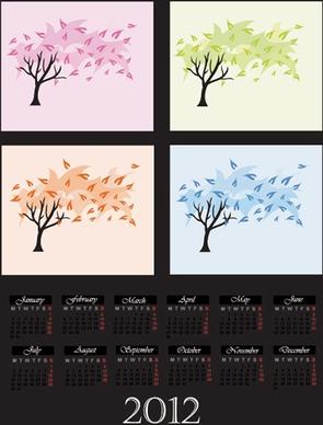 cartoon tree vector digital 2012 calendar