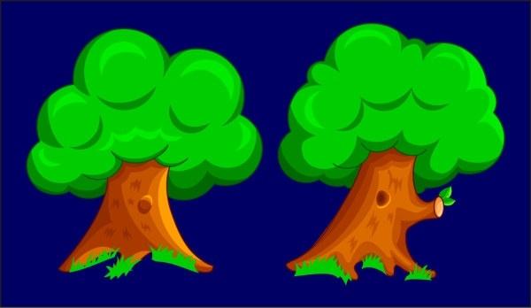 cartoon two trees