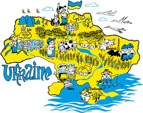 cartoon ukraine style hand drawn background