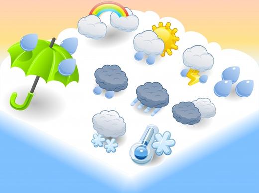cartoon umbrella vector weather icons