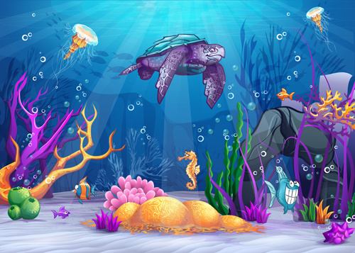 cartoon underwater world vectors