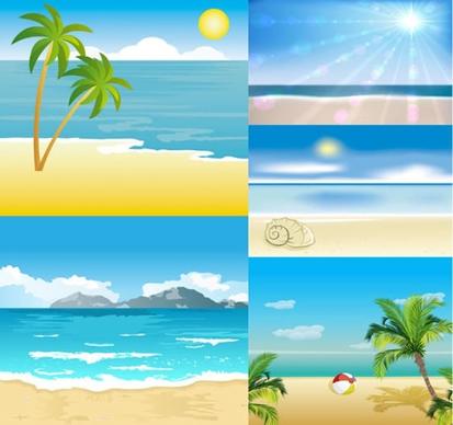 beach scene background templates bright colorful modern design