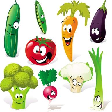 cartoon vegetables expression 01 vector