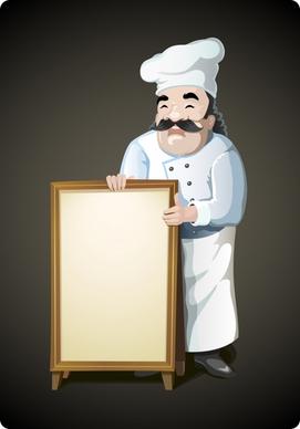 restaurant banner background male cook icon cartoon sketch