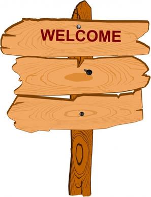 welcome signboard template brown retro wooden planks