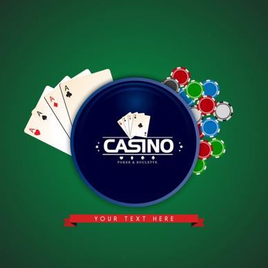 casino background gambling cards icons ribbon circle decoration