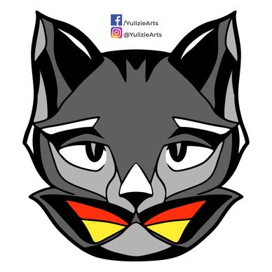 cat face icon flat handdrawn symmetric design 