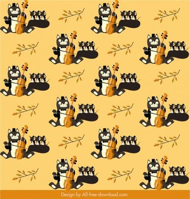 cat mouse pattern stylized cartoon sketch repeating design