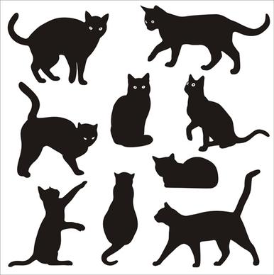 cat silhouettes vectors set