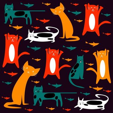 cats background colorful flat icons decoration dark design
