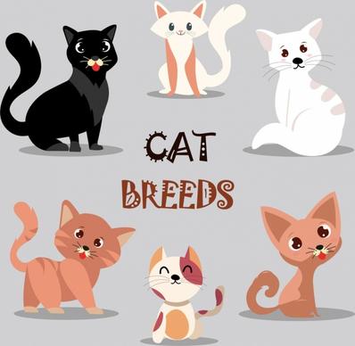 cats background various icons cute cartoon design