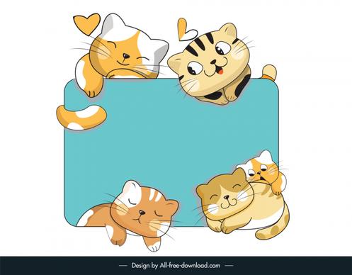 cats border template dynamic cute cartoon sketch
