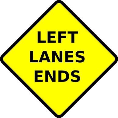 Caution Left Lane Ends clip art