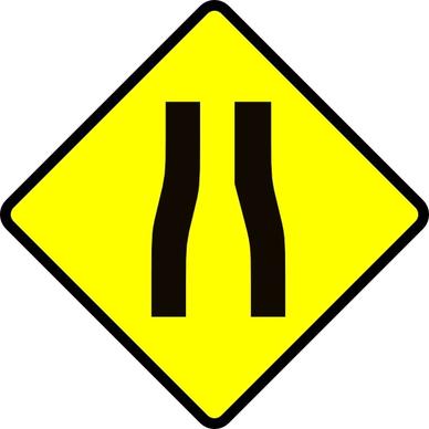 Caution Road Narrows clip art