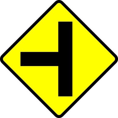 Caution T Junction Road Sign clip art
