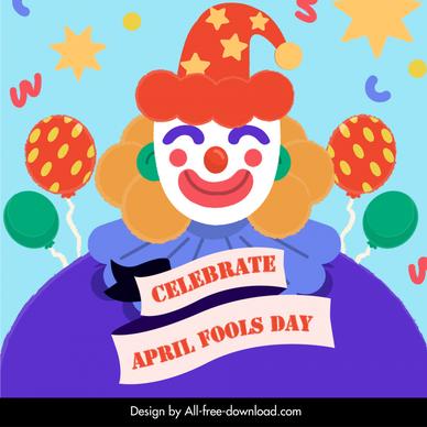 celebrate april fools day banner funny clown sketch