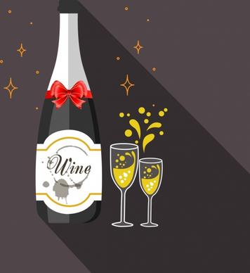 celebrating wine background champagne bottle glass icons decor