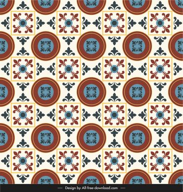 ceramic tile pattern template colorful repeating symmetrical retro