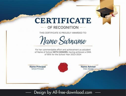 certificate for school pupil template elegant ragged paper decor