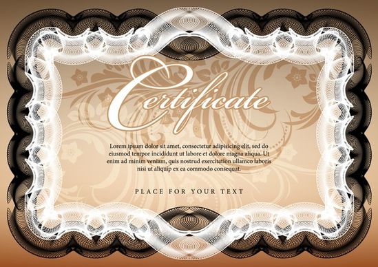 certificate of commendation floral background vector illustration