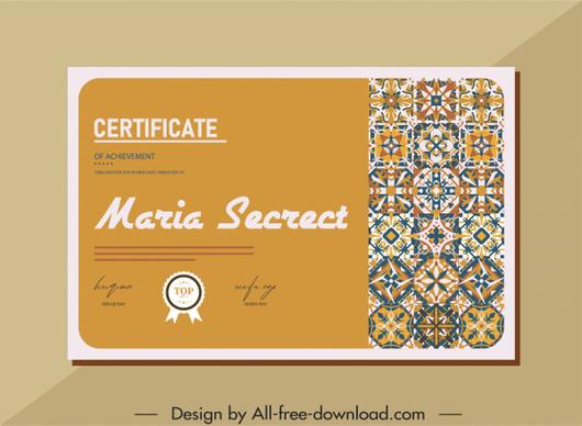 certificate template abstract floral pattern decor