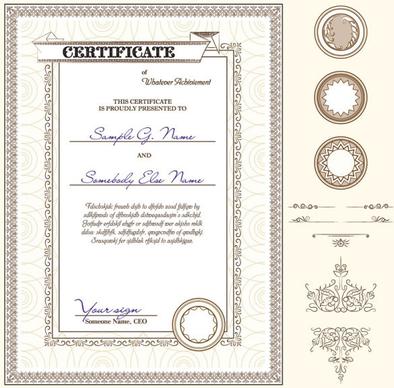 certificate template and decoration borders design vector