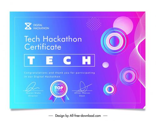 certificate template cmyk circles curves 