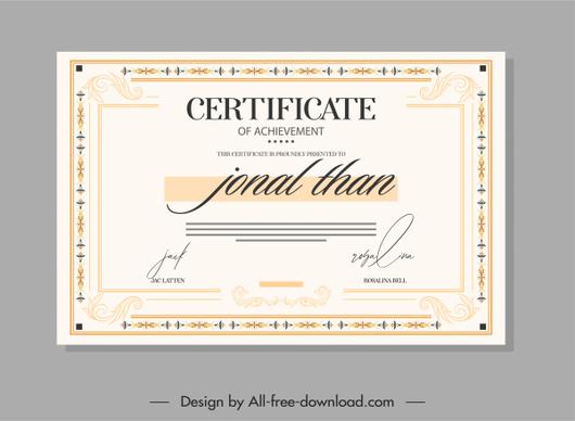 certificate template eleagnt classic flat symmetry decor