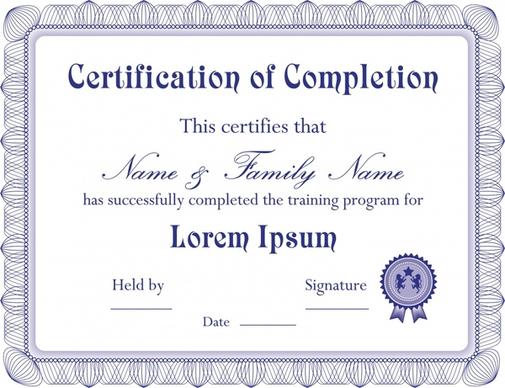 certificate template classical design violet ornament