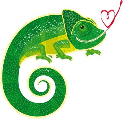 romance background chameleon icons flat design heart decor