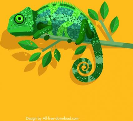 chameleon wild animal icon green flat design