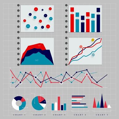 charts collection illustrated with various colors styles