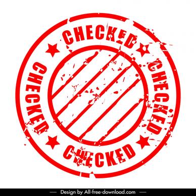checked stamp template flat retro circle striped stars