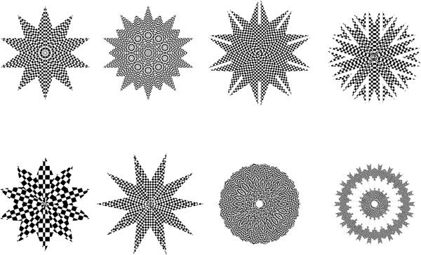 checkered pattern stars and circles shapes vector illustration
