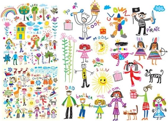 cheerful children clip art illustrations