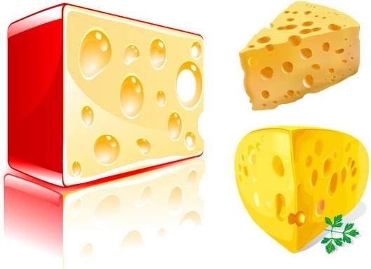 cheese icons design yellow realistic design