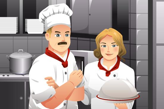 chef and cooking vector