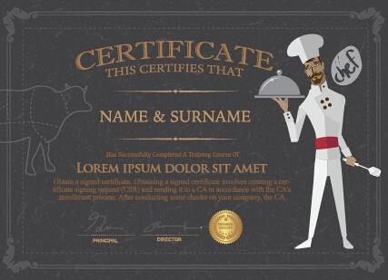 chef certificate template vector