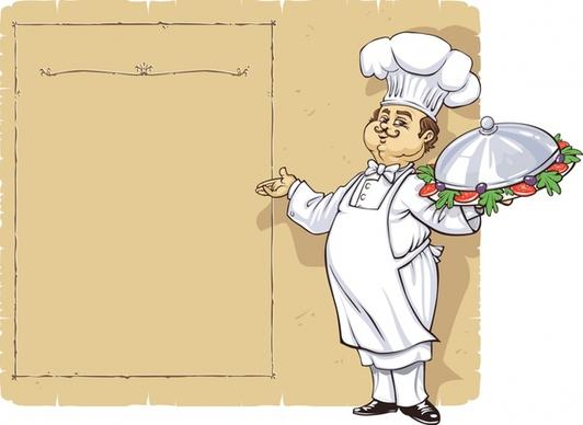 restaurant background chef icon retro design