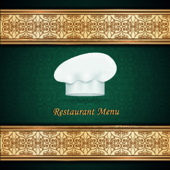 chef hat and restaurant menu cover design vector
