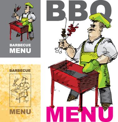 chef with menu cover templates vector graphic