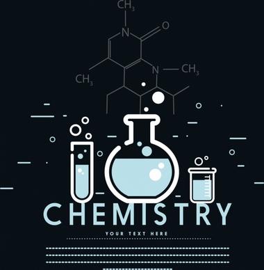 chemistry background dark design lab tools formula icons