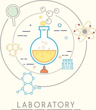 chemistry background flat circle design molecule icons decor